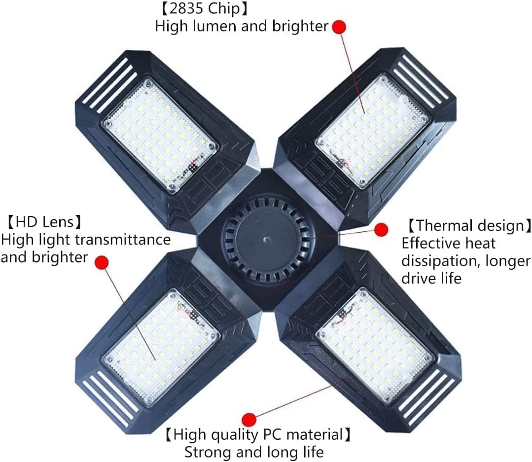 LED Garage Lights with Motion Sensor - 12000 Lumen 6500K Daylight 120W, Four Leaf Garage Organization Ceiling Lighting