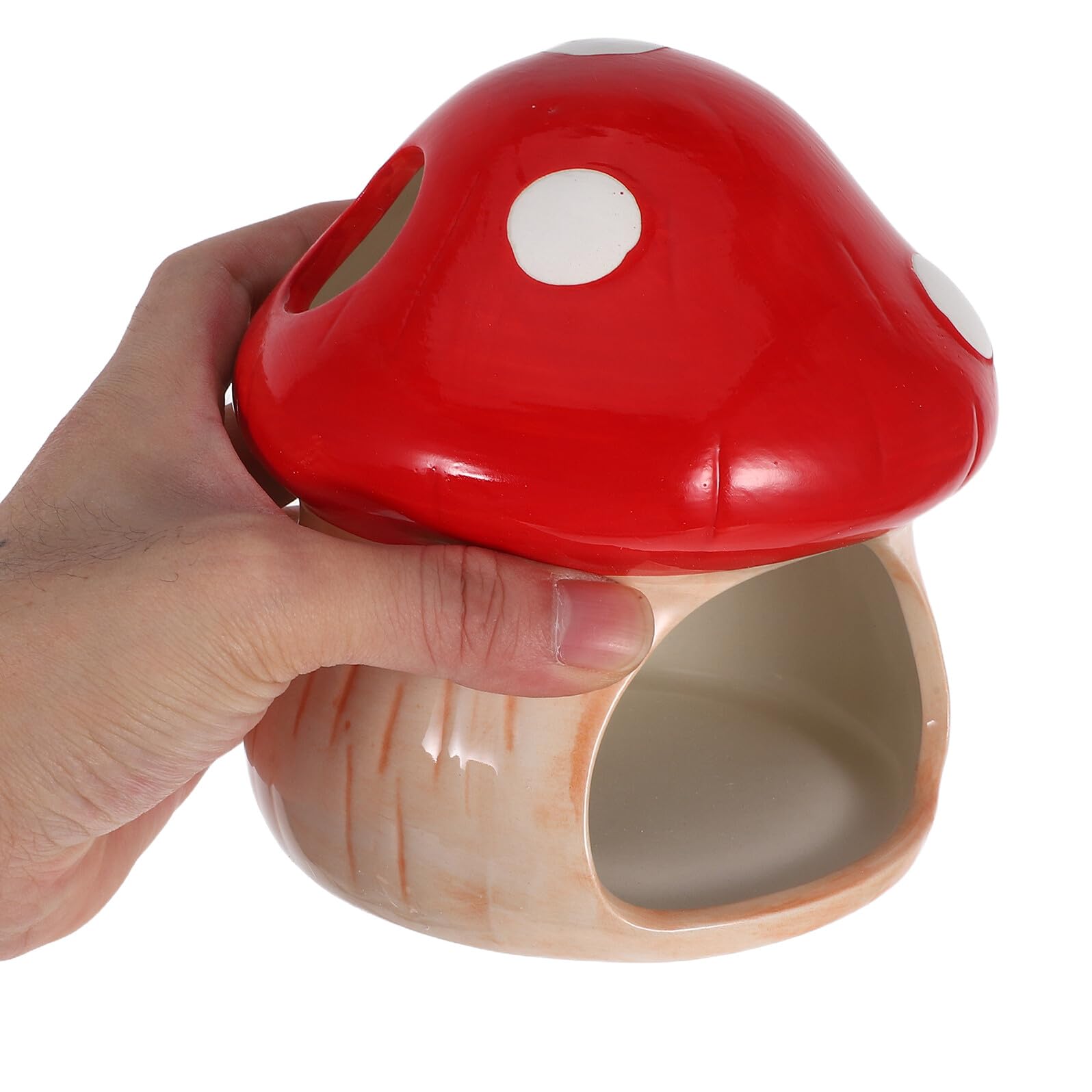 Cachette pour Betta et Crevettes Céramique Maison Champignon Aquarium Refuge de Repos et Reproduction Décor Adapté pour Poissons Rouges et Pleco Abri Naturel pour Aquarium