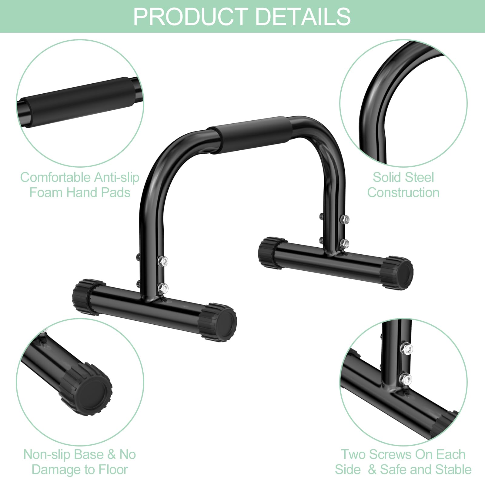 Barre Parallèles Paire, Parallettes de Fitness, Barres de Gymnastique, Calisthenics Push Up Bars en Acier pour Musculation, Idéales pour Salle de Sport à Domicile ou Commerciale