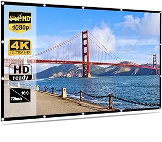 tela de projeção,ERYUE Orifícios flexíveis para tela do projetor dobrável sem vinco pendurados na tela de reunião de filme doméstico portátil (72 polegadas 16: 9)