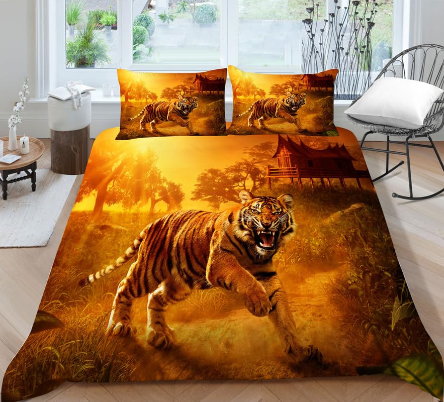 Funda nórdica de tigre cómoda microfibra antiarrugas para cama 105 y 200x200