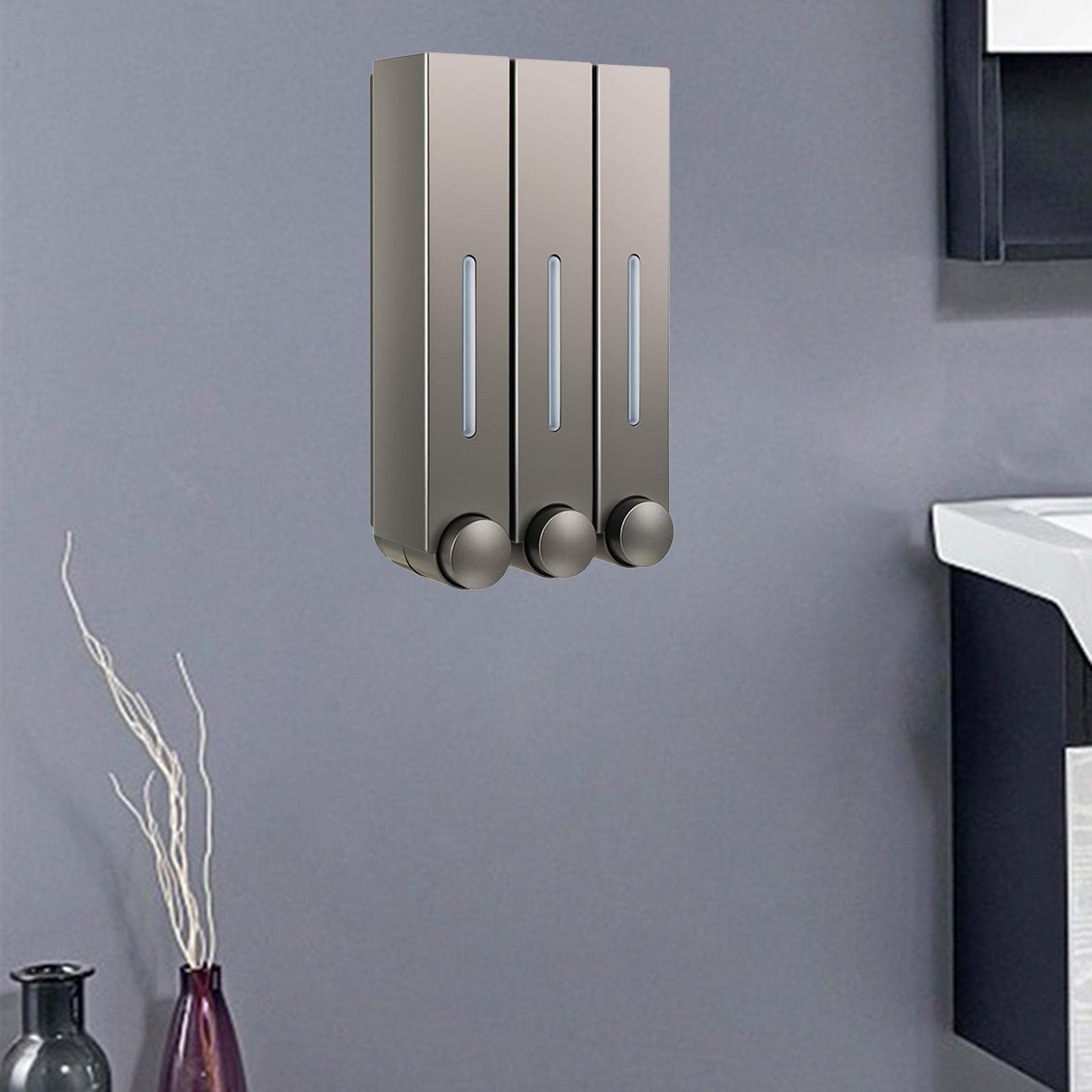 Dispensador de Jabón de Plástico para Montaje en Pared con Depósito, Ventana de Visualización. Ideal para Oficinas, Restaurantes, Aseos Y Baño,