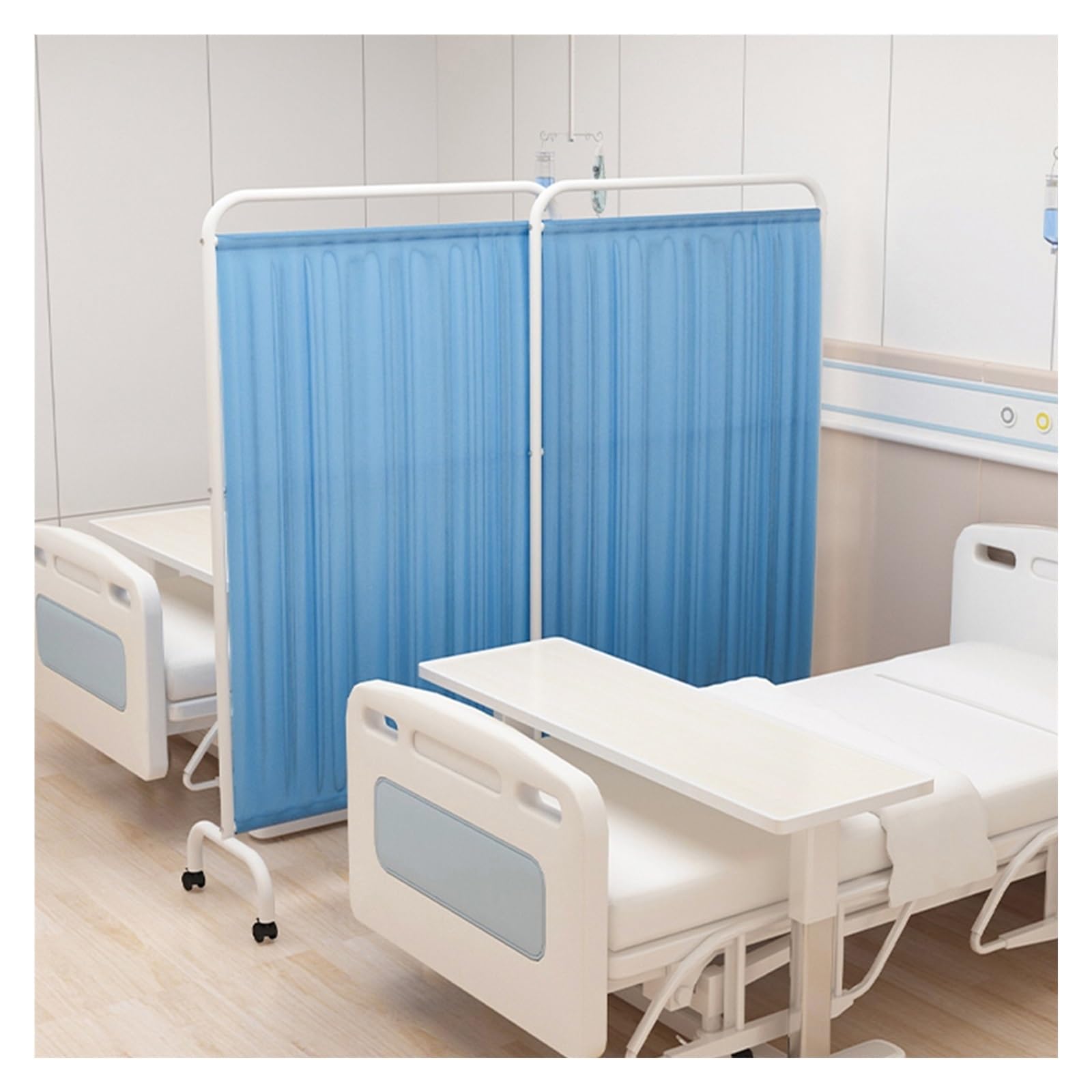 Paroi pliable portable pour hôpital avec séparateurs indépendants en métal bleu