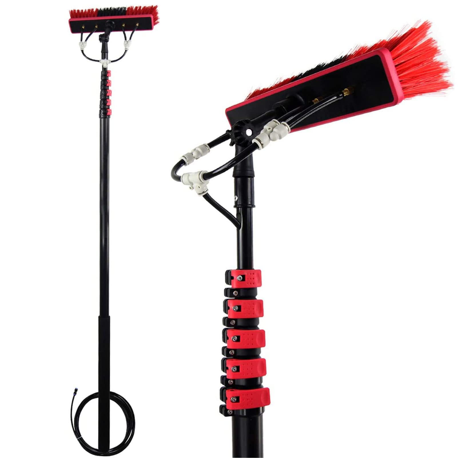 Water Fed Pole Kit for Window Cleaning Extendable 12M (39ft) Telescopic Brush 30cm (12") for Conservatory Roofs & Solar Panel Cleaning - Ultimate Reach & Efficiency