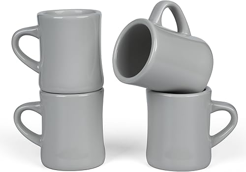 Miniatura 8 de Juego de 4 tazas de café blancas de 11 onzas, ideal para juego de cocina, viajes y té caliente (crema)