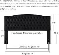 Vista 2 de 24KF Upholstered Tufted Button Velvet Headboard,Comfortable Fashional Headboard King/CA King Size,Black Terciopelo negro - king