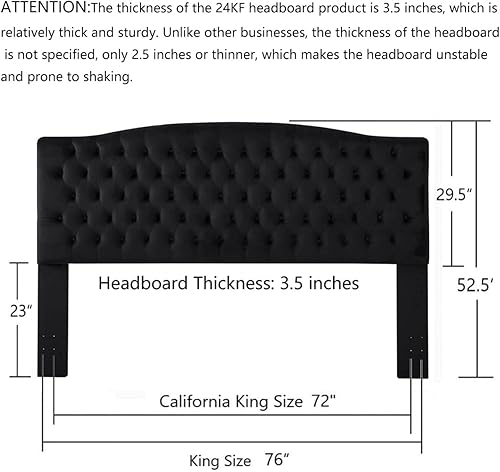Miniatura 2 de 24KF Upholstered Tufted Button Velvet Headboard,Comfortable Fashional Headboard King/CA King Size,Black Terciopelo negro - king,Terciopelo