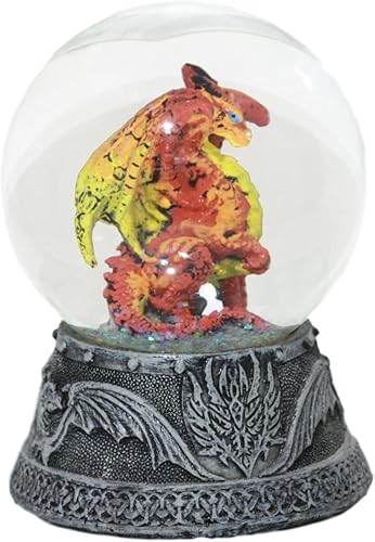 Ebros - Figura pequeña de globo de agua con purpurina de 4.5 pulgadas de alto, globo de agua de dragón volcánico de lava y fuego mítico,
