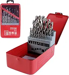 Kit 25 Peças Jogo De Brocas P/Ferro C/Caixa Metálica Novo