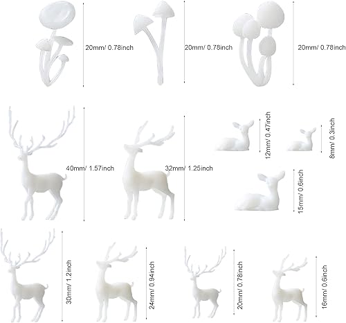 Miniatura 4 de Woohome 12 piezas de relleno de moldes de resina 3D Mini alce de resina de hongos, rellenos de resina 3D, moldes de epoxi para suministros de