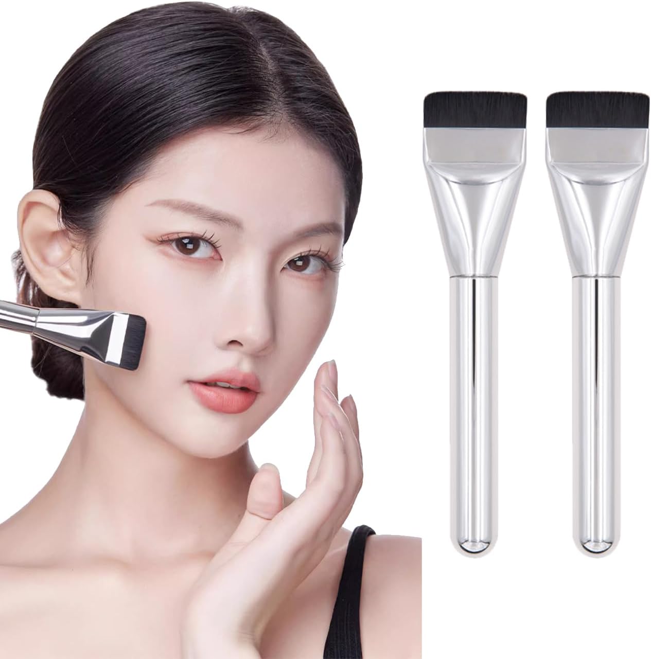 SHANPIN Flat Foundation Brush for Liquid Makeup, Makeup Brush Professional Oneline