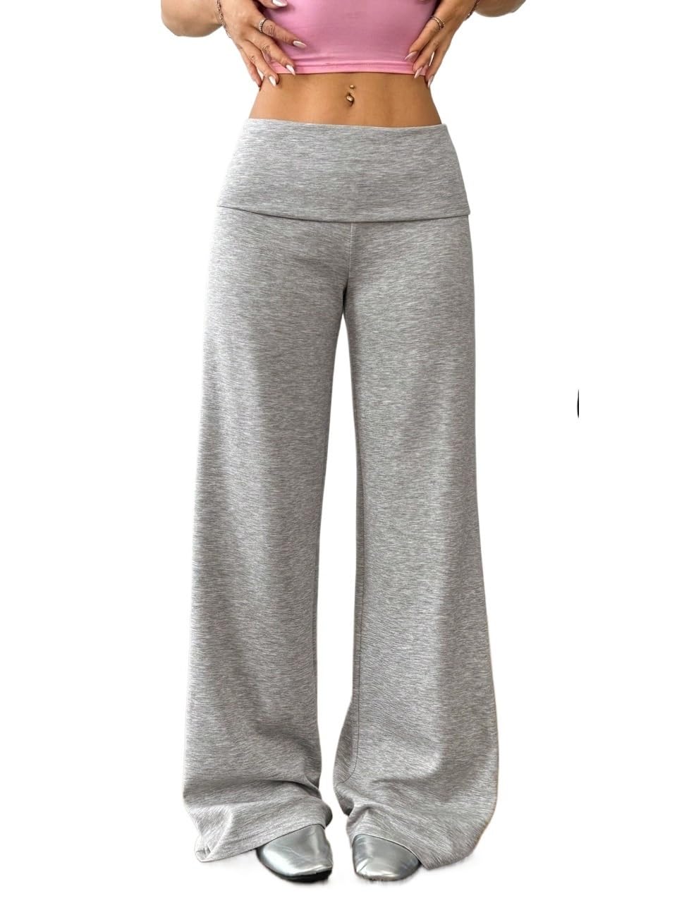 Womens Fall Solid Color High Waist Wide Leg Loose Casual Pants Trousers