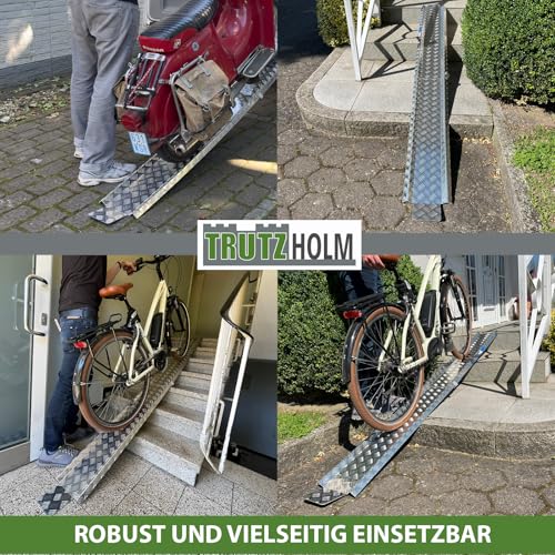 TRUTZHOLM Treppenrampe Auffahrschiene 150-270 cm verstellbar Alu grau Rampe für E-Bike Fahrrad
