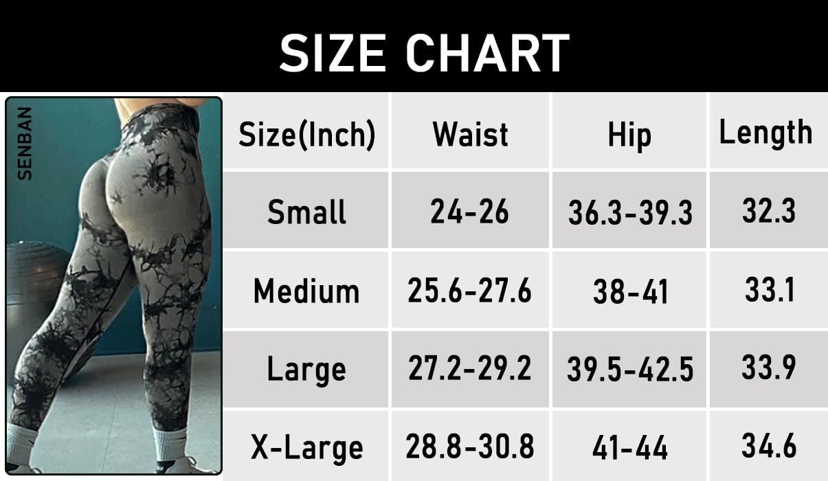 SENBAN Leggings da allenamento da donna: pantaloni da yoga a vita alta per sollevamento del sedere - Leggings da palestra senza cuciture tie dye