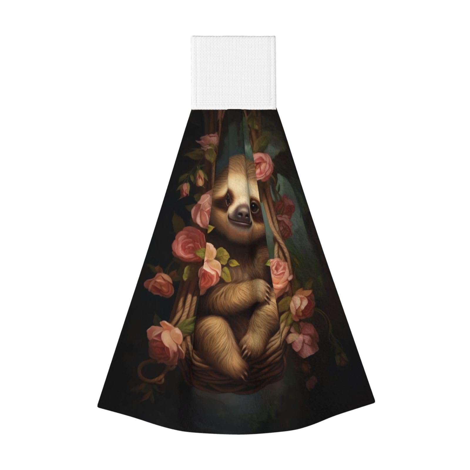 ZQYTGFDC Sloth surrounded by roses Highly Absorbent Dish Towels Soft Coral Fleece Wipe
