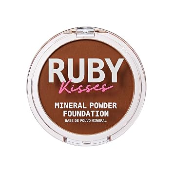 Ruby Kisses Mineral Pressed Powder Foundation, Medium to Full Coverage Natural Finish 0.35 Ounce Chestnut