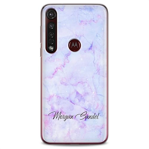 Miniatura 4 de Funda de TPU compatible con Motorola G9 G8 Plus G7 E20 P40 Z4 Edge 20 G22 Stylus mármol morado suave personalizado lindo Slim Fit Iniciales Art