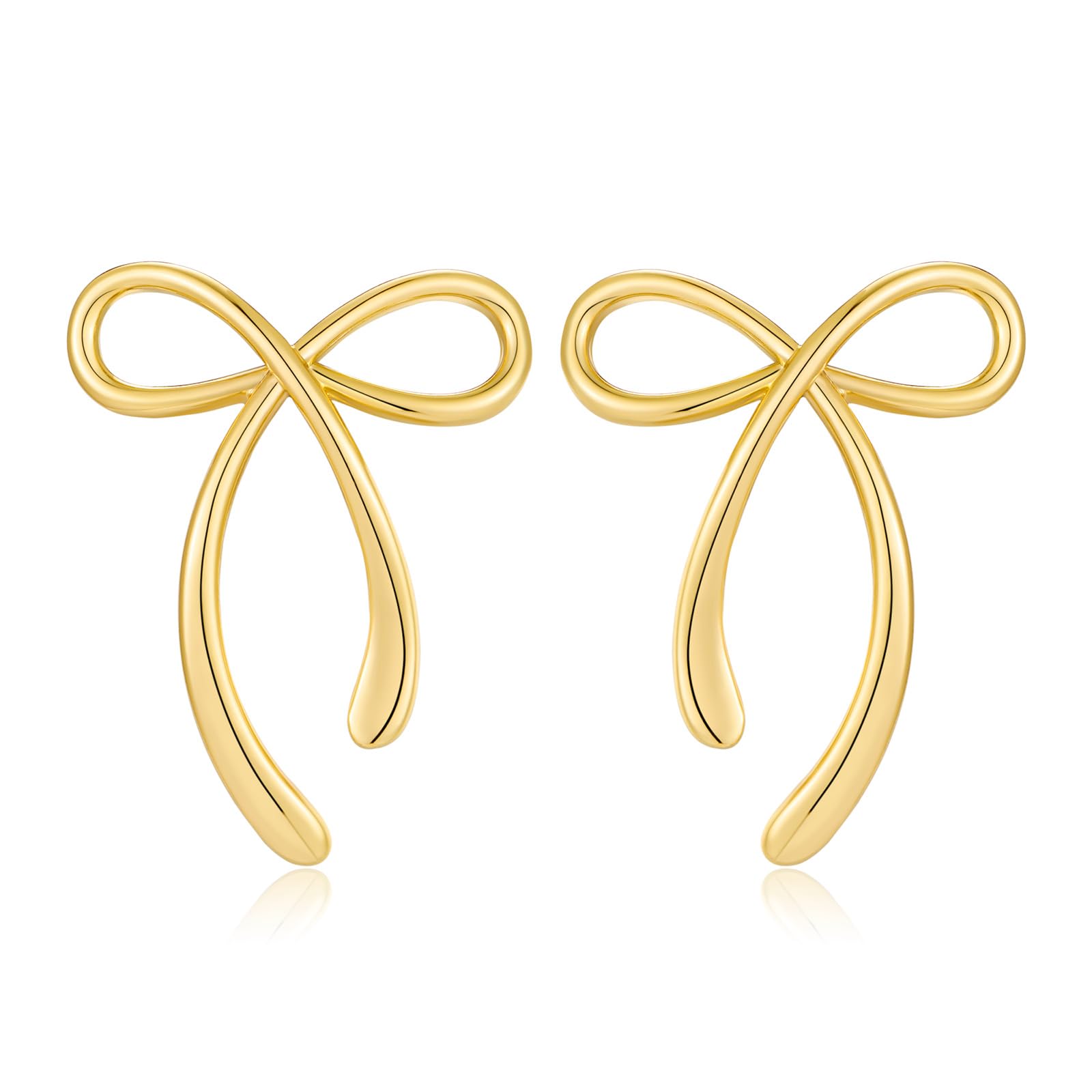 CUFELMU 10mm-30mm Gold Silver Bow Stud Earring for Women Simple Everyday Bow Jewelry
