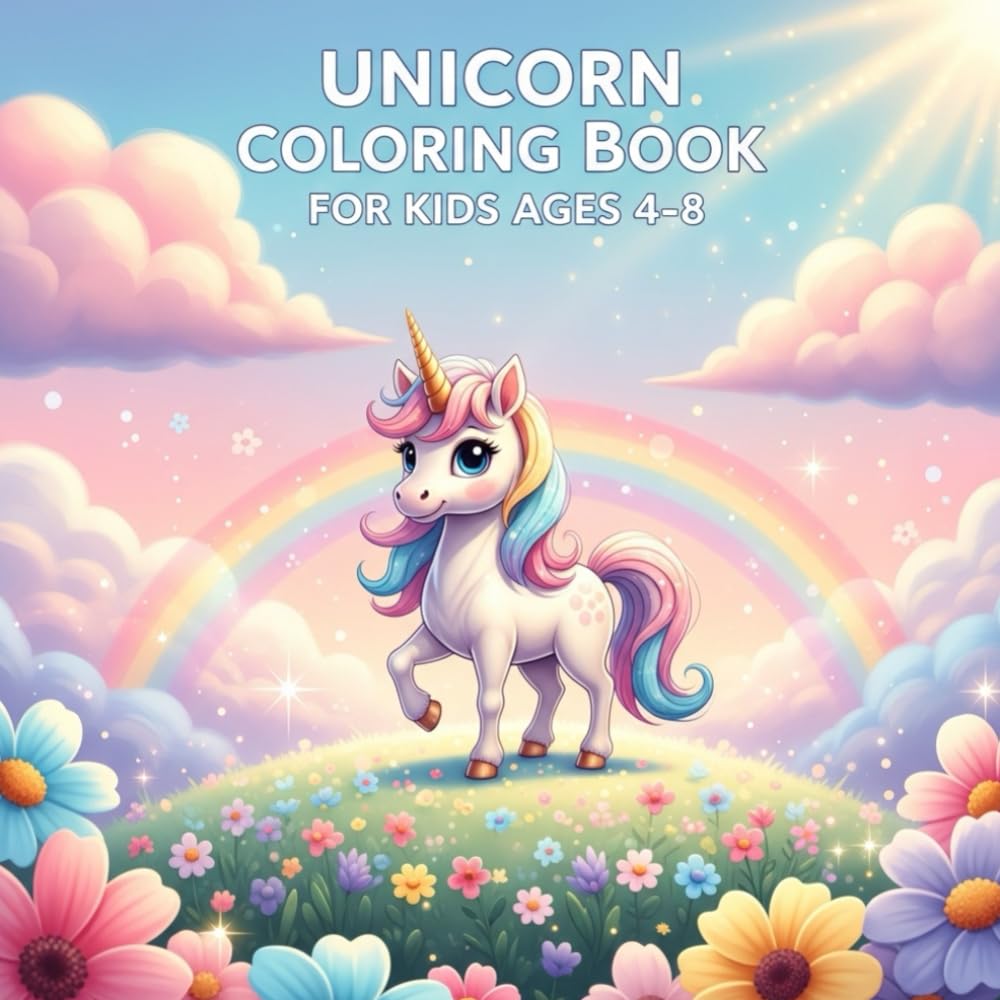 Unicorn Coloring Book for Kids Ages 4–8: A Fun and Magical Coloring Book with Cute Unicorns, Rainbows, Stars, and Smiles for Girls and Boys