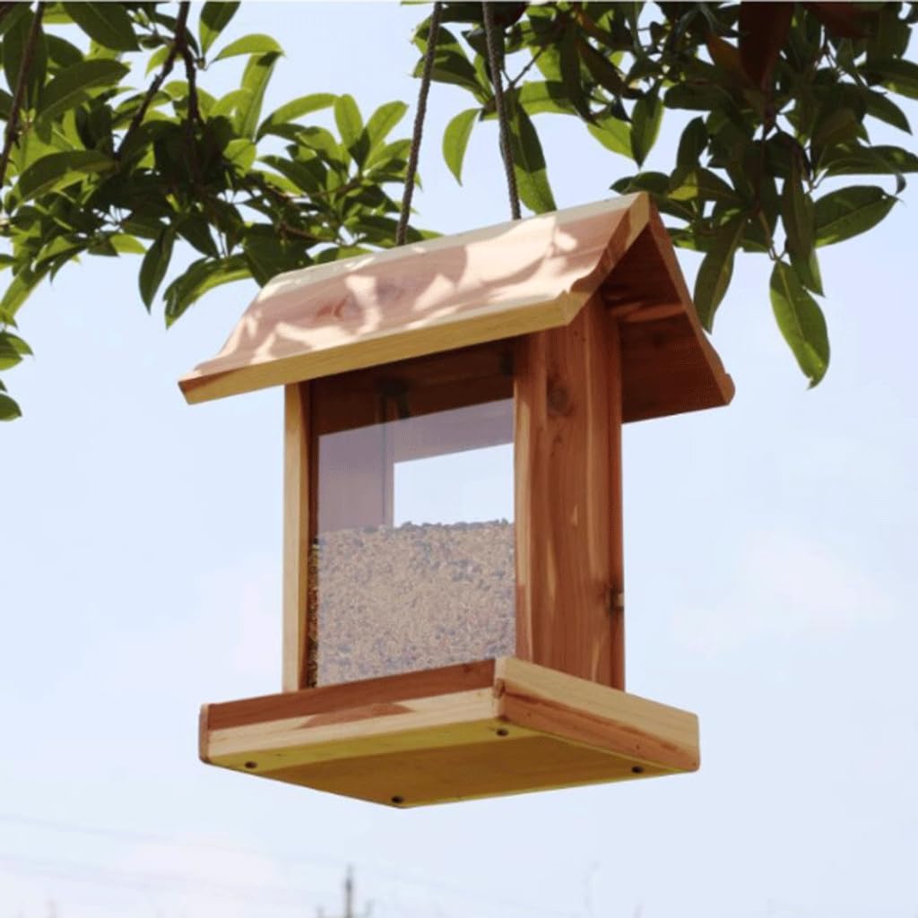 Jaula de Semillas acrílicas Concisa, comedero de Madera para pájaros, comedero para pájaros de Alta Resistencia para Colecciones de jardín, Amantes de Las Aves Comederos para pájaros