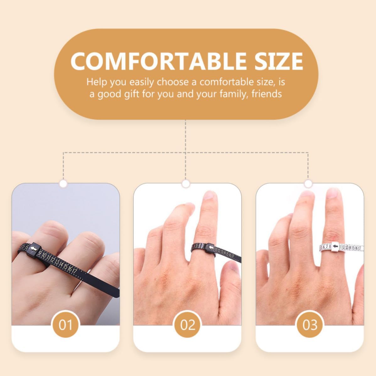 10pcs Ring Sizer Measuring Gauge for Men, Jewelry Sizing Tool