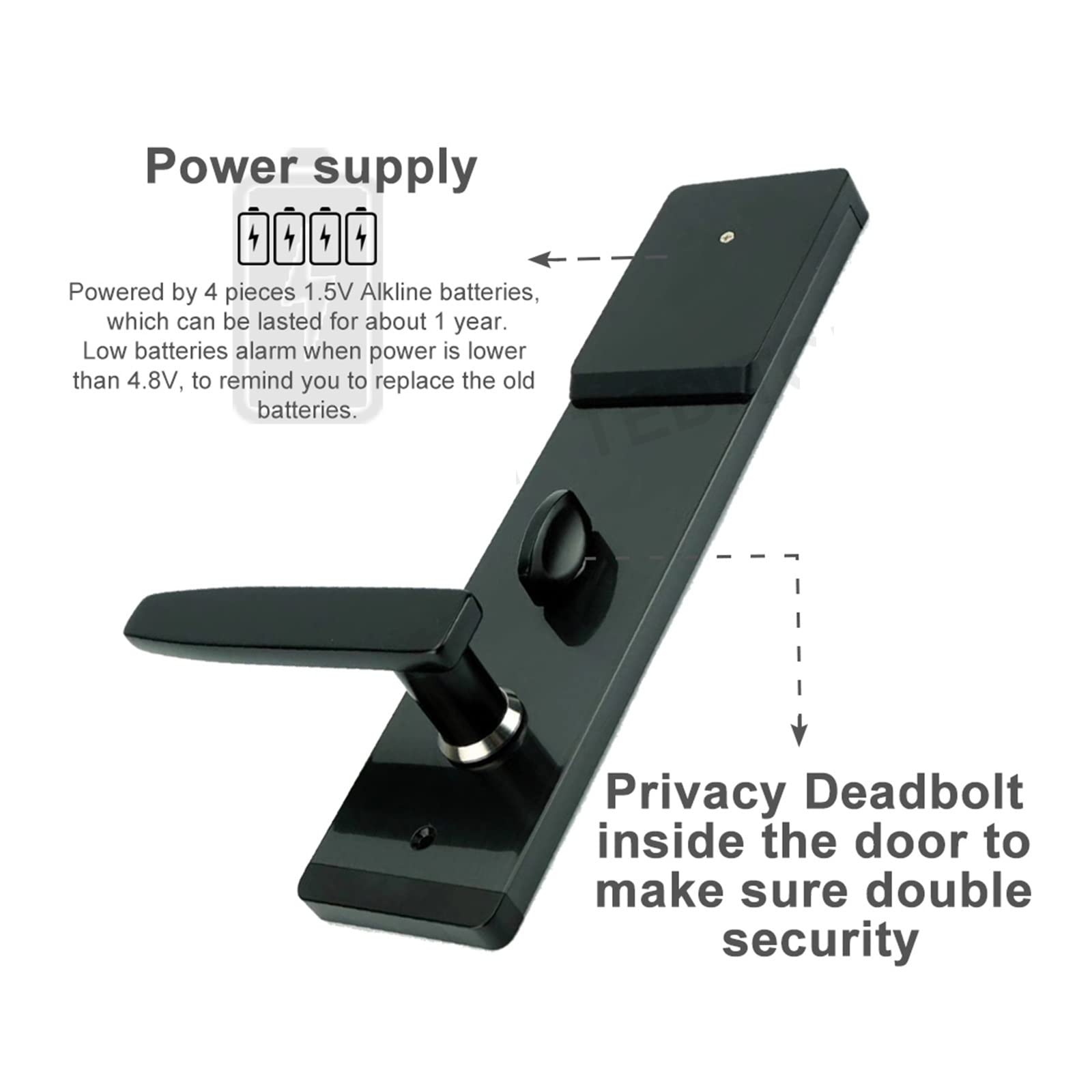 Serratura Smart, TTlock App Security Serratura elettronica, Smart Touch Screen Lock, Tastiera con codice digitale Catenaccio for Home Hotel Apartment,per camere da letto, uffici e hotel(Right -Pull)