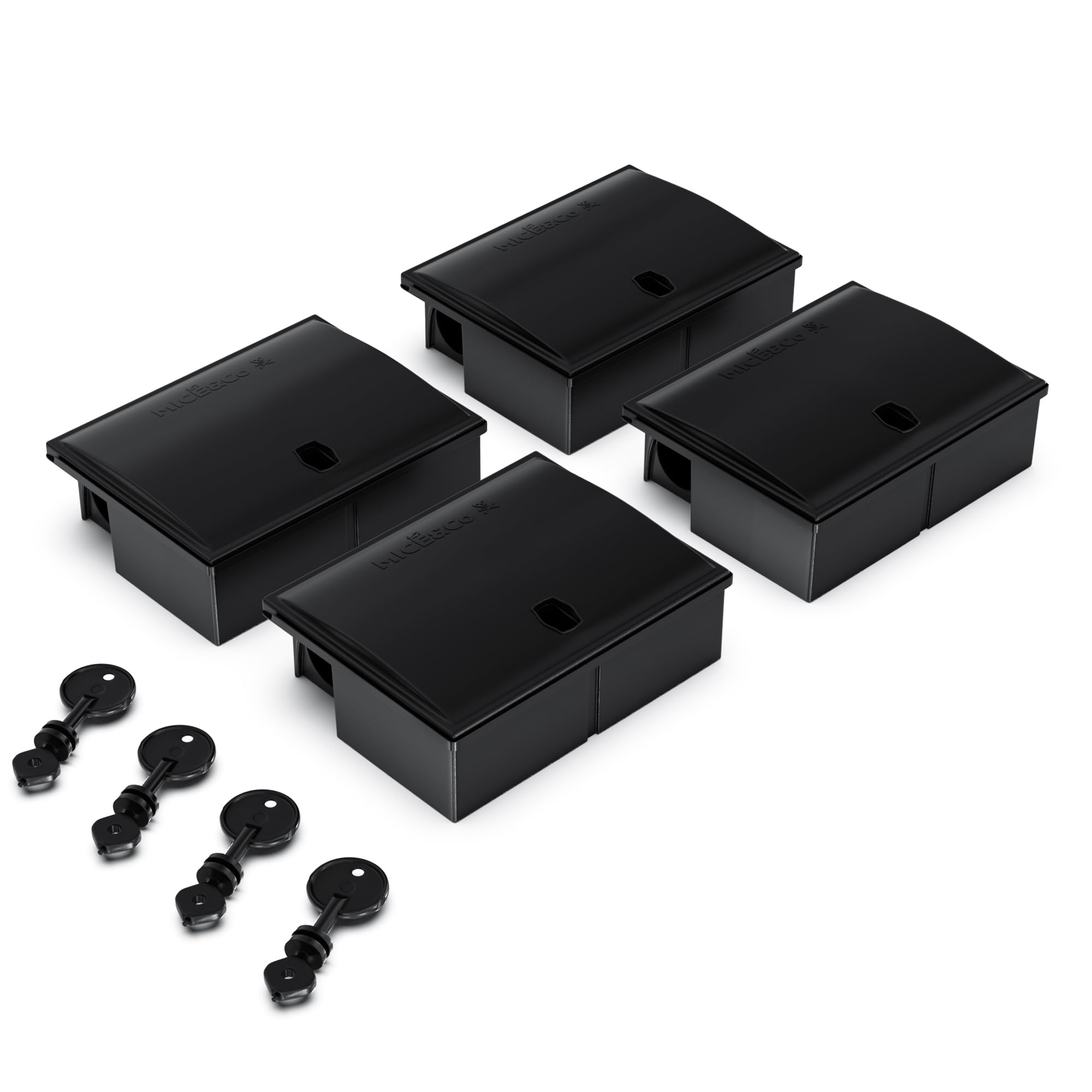 Mice&Co Portacebos para Ratones con Llave - Estación de Cebo para Pequeños Roedores - Trampa Ratones Profesional Caja para Cebo Veneno | Pack 4 Unidades