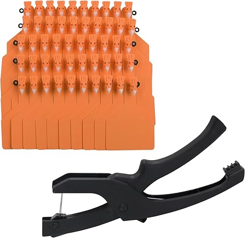 Z Tags - 50 etiquetas de TPU en blanco para orejas de ganado grandes con alicates especializados, etiqueta de identificación de animales para vacas,