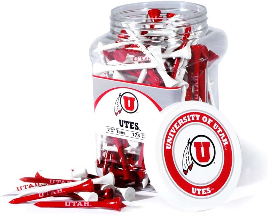 Team Golf NCAA Utah Utes Jar of 175 Golf Tees 2-3/4" Golf Tees, 175 Pack, Regulation Size, Multi Team Colors