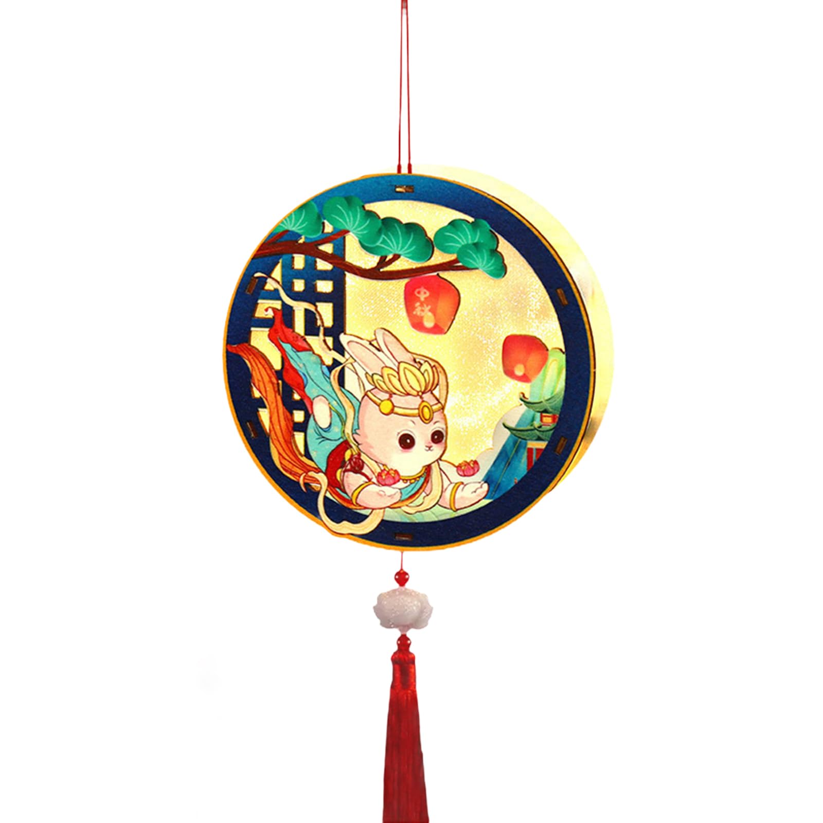 carotoe Lovely Rabbits Light Hanging Decors Portable Autumn Festival Rabbits Light Decoration for Cultural Enthusiasts Button Styles Assembly