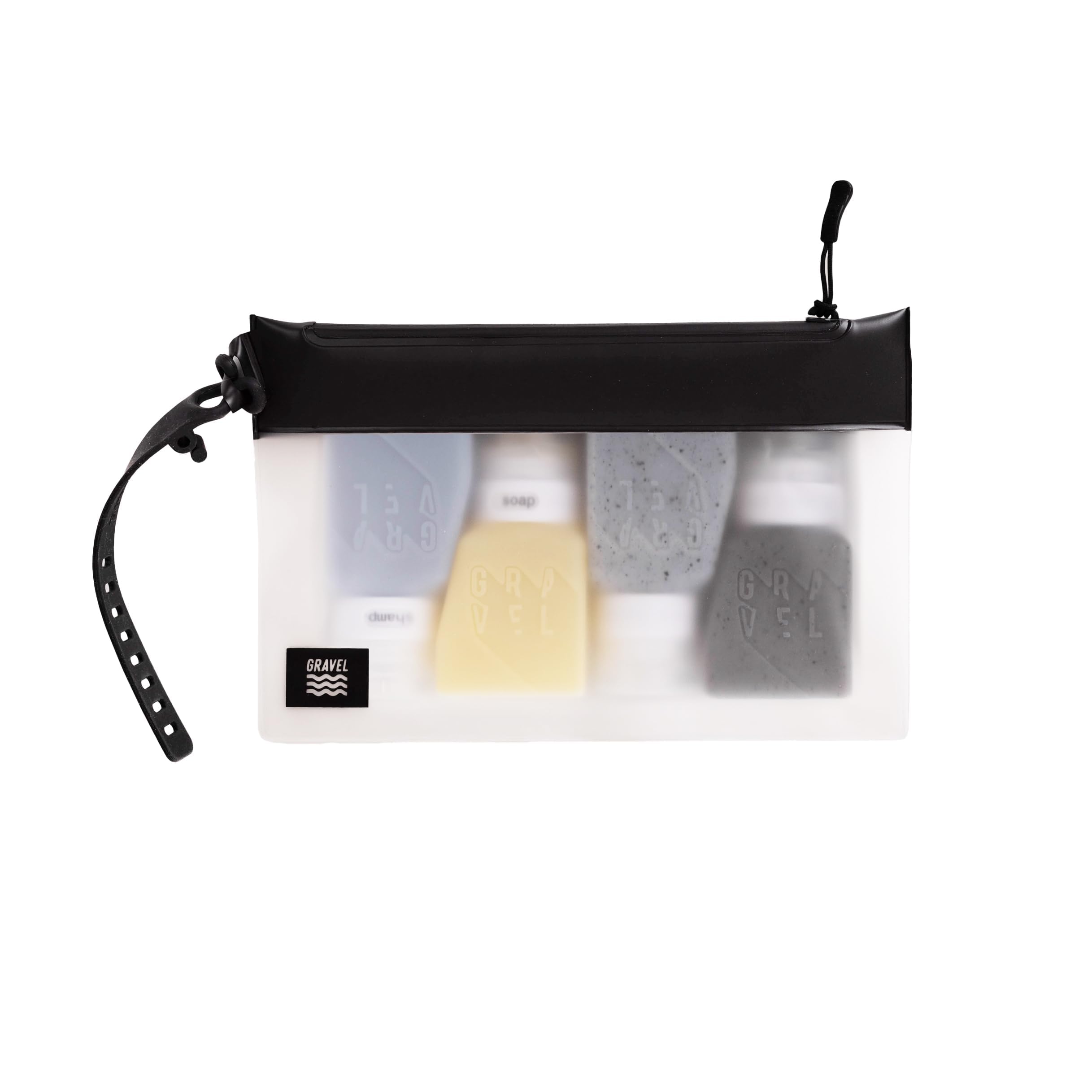 Gravel 3oz/100ml TSA Approved Squeezable Travel Bottles (Set of Four) and TSA Approved Clear Bag, Leak Proof, BPA Free, Complete Set for Carry-on Liquids, clear