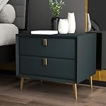 Bedside Table, Light Luxury Bedside Table, Modern Simple Leather High-end Solid Wood, Home Bedroom Bedside, Storage Cabinet, Nightstand(Dark Green,50 * 40 * 47cm)