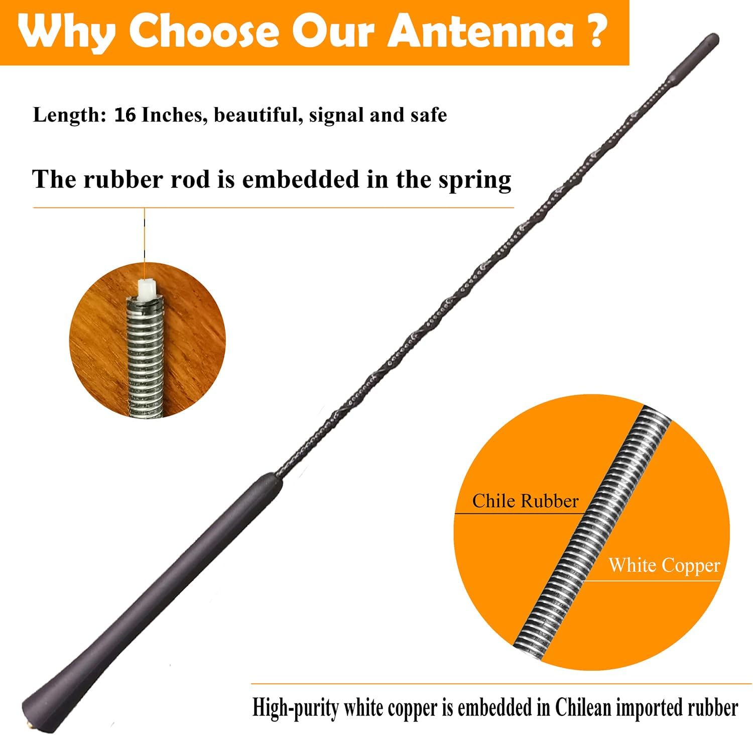 16 Inch Antenna Replacement Mast for Scion tC (2005-2016)