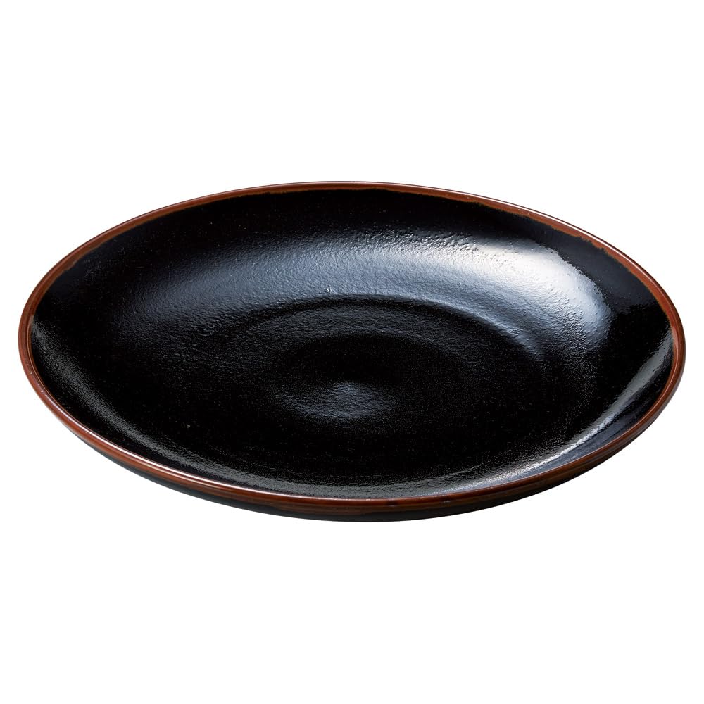 Amazon.co.jp: ゆず天目 丸10.0皿 | 大皿 [ 30.5 x 30.5 x 3.5cm 1,450