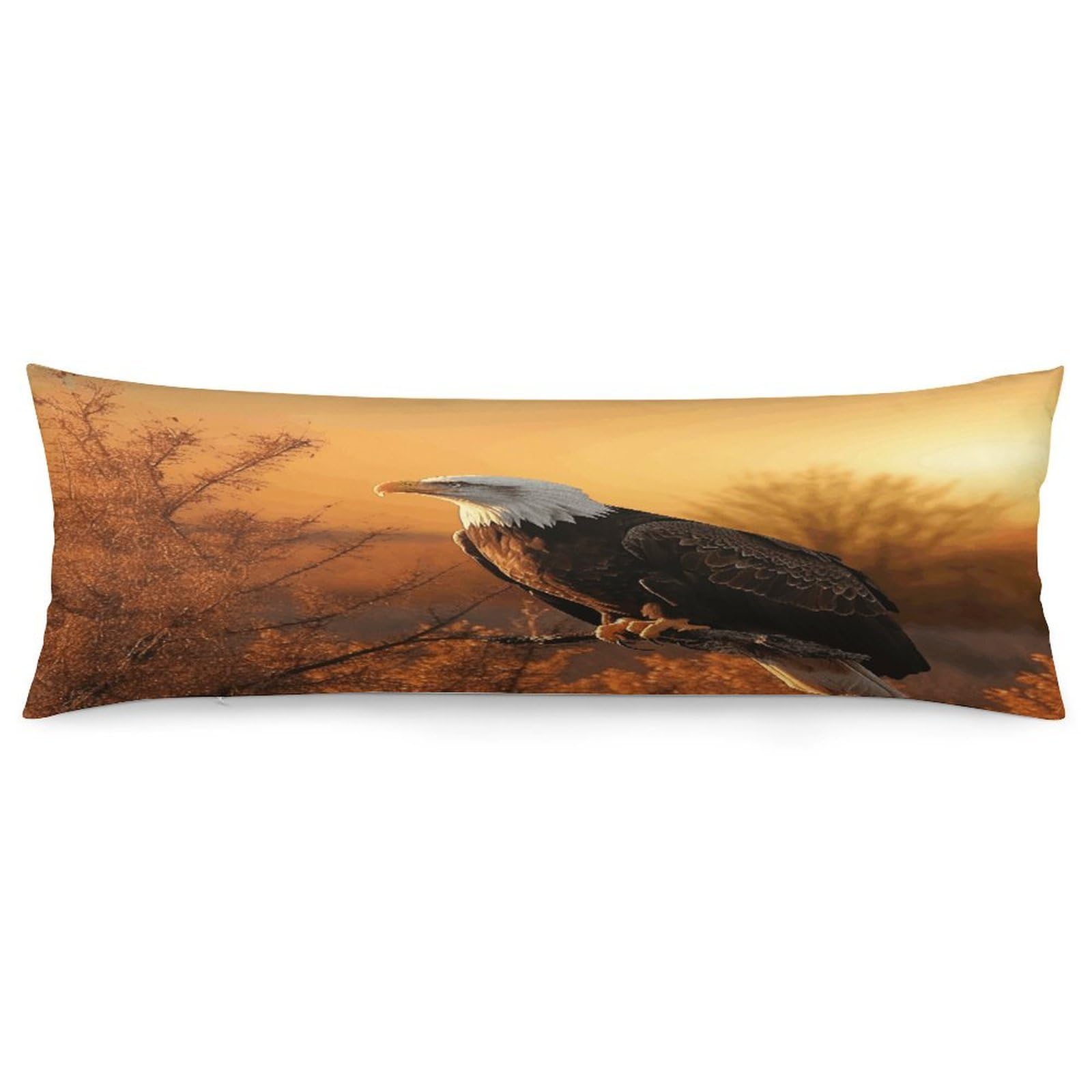 Golden Sunset Bald Eagle Body Pillow Cover Super Soft and Cozy Body Pillowcase Long Side Hidden Zipper Pillow Cases Breathable & Cozy Pillows Case Cover for Fall Winter 19x53 in