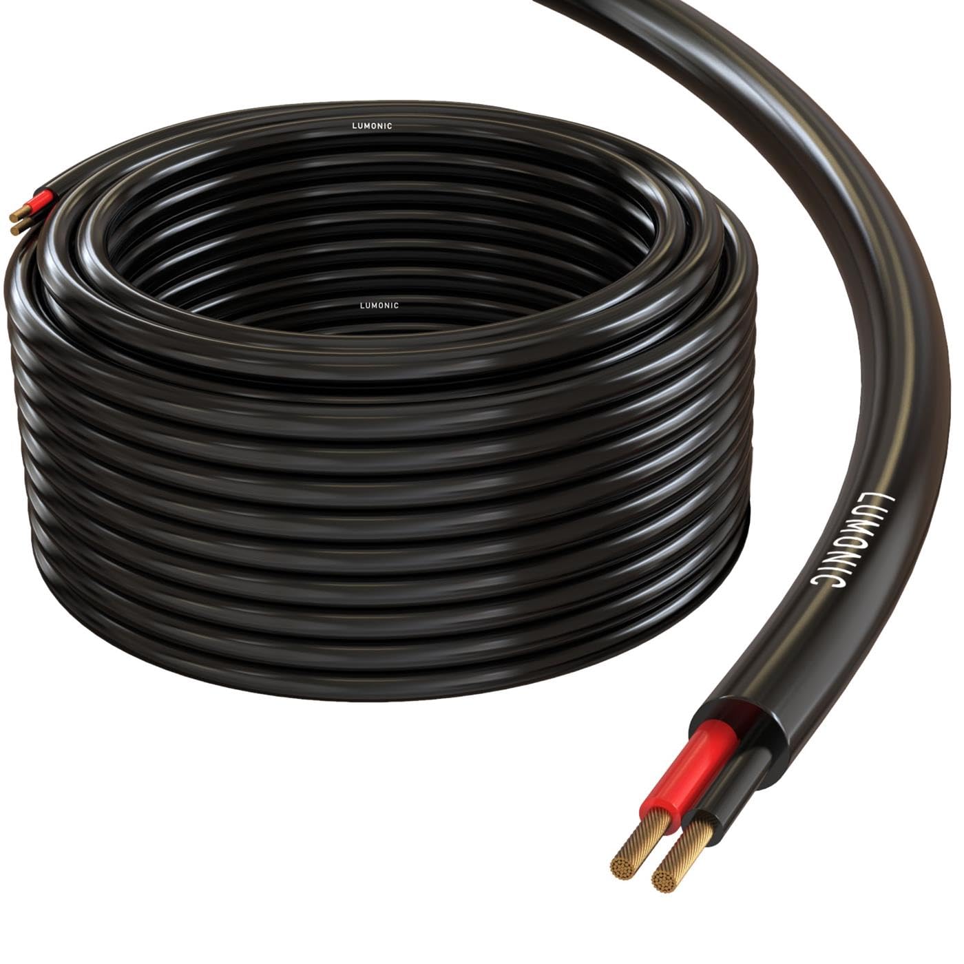Lumonic Kabel glosnikowy 10m Czarny | 2x 0,75mm² CCA | Kabel glosnikowy HiFi | Okragly kabel audio | Profesjonalne PA Okragly kabel audio do instalacji