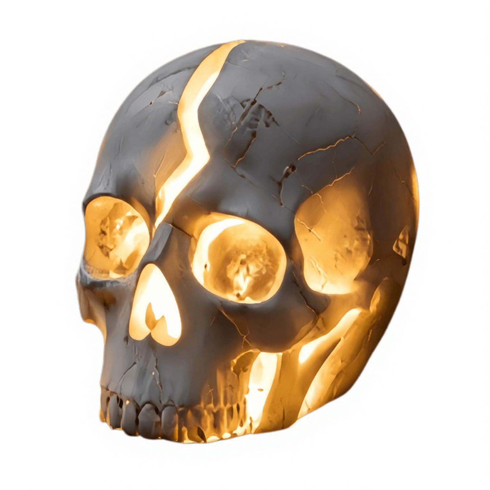 RetroNest Solar Garden Light Cracked Skull Outdoor Halloween Yard Decor