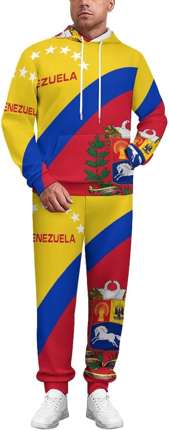 Venezuela Flag Women's Outfits 2 Piece Sweatsuit Sets for Men Lounge Hoodie Pant