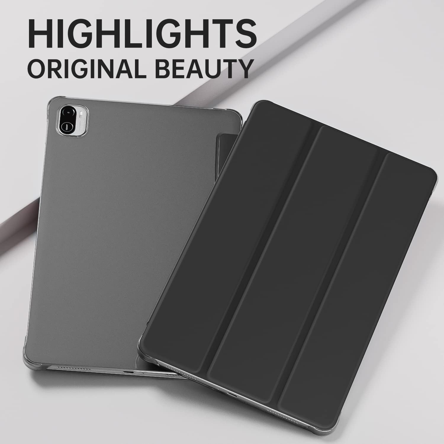 MOCA Translucent Back Flip Case for Xiaomi Pad 5 / Pad 5 Pro 11 Folio Flip Cover Protective Slim Case for Xiaomi Mi Pad 5 /Pad 5 Pro 11" (Black) — Amazon image 6