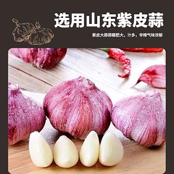 Laba garlic,emerald green garlic,pickled pickles,sweet and sour garlic,Honey garlic Shandong specialty, pickled vegetables condiment Chinese snacks (Feicui Laba Garlic 400g,1 can)
