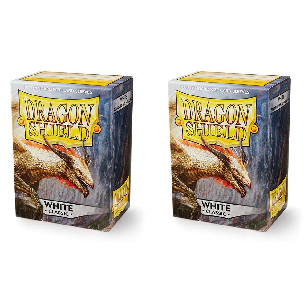 Dragon Shield Classic White 200 Sleeves Card Sleeves (2 Packs, 2 x 100) for TCGs Such as Pokemon MTG Magic