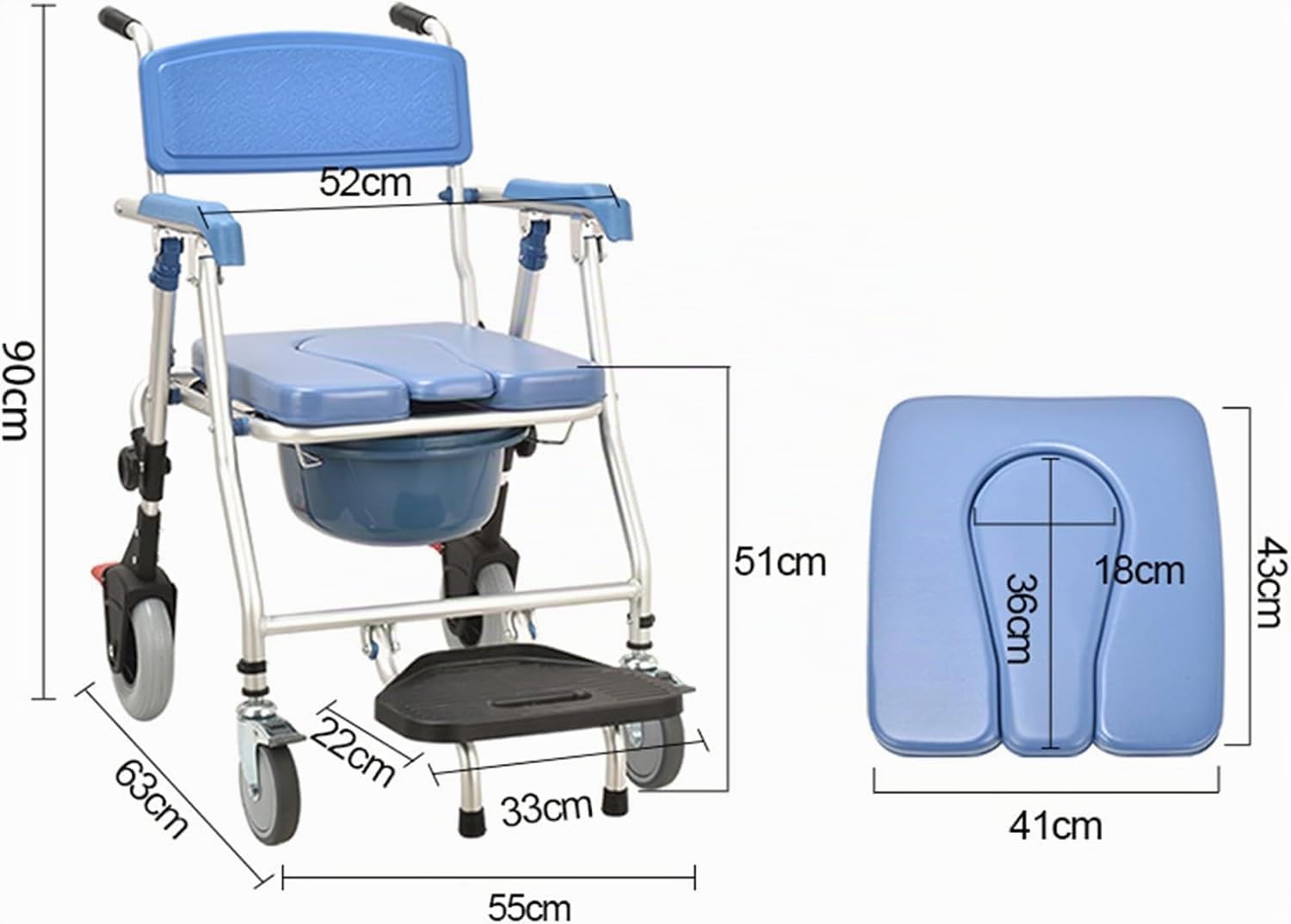 Silla Ducha Personas Mayores 150kg Silla De Ruedas Ducha Y WC Silla Orinal Plegable Silla Ducha Minusvalidos Plegable Silla De Ducha con Ruedas Silla WC Personas Mayores Ruedas