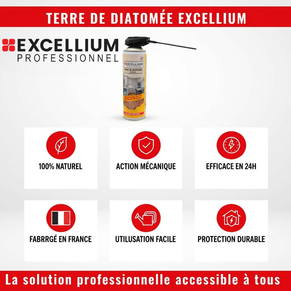 Excellium Terre de Diatomée Aérosol Insecticide Rampants Intérieur & Animal 500 ml