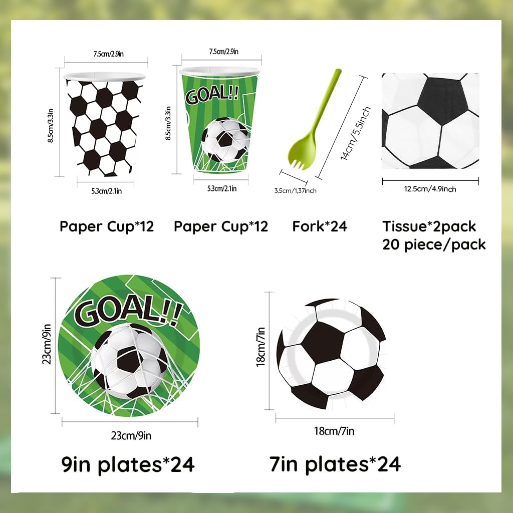 167 Pcs Serves 24 Guests Soccer Party Decorations Birthday Kit image 4