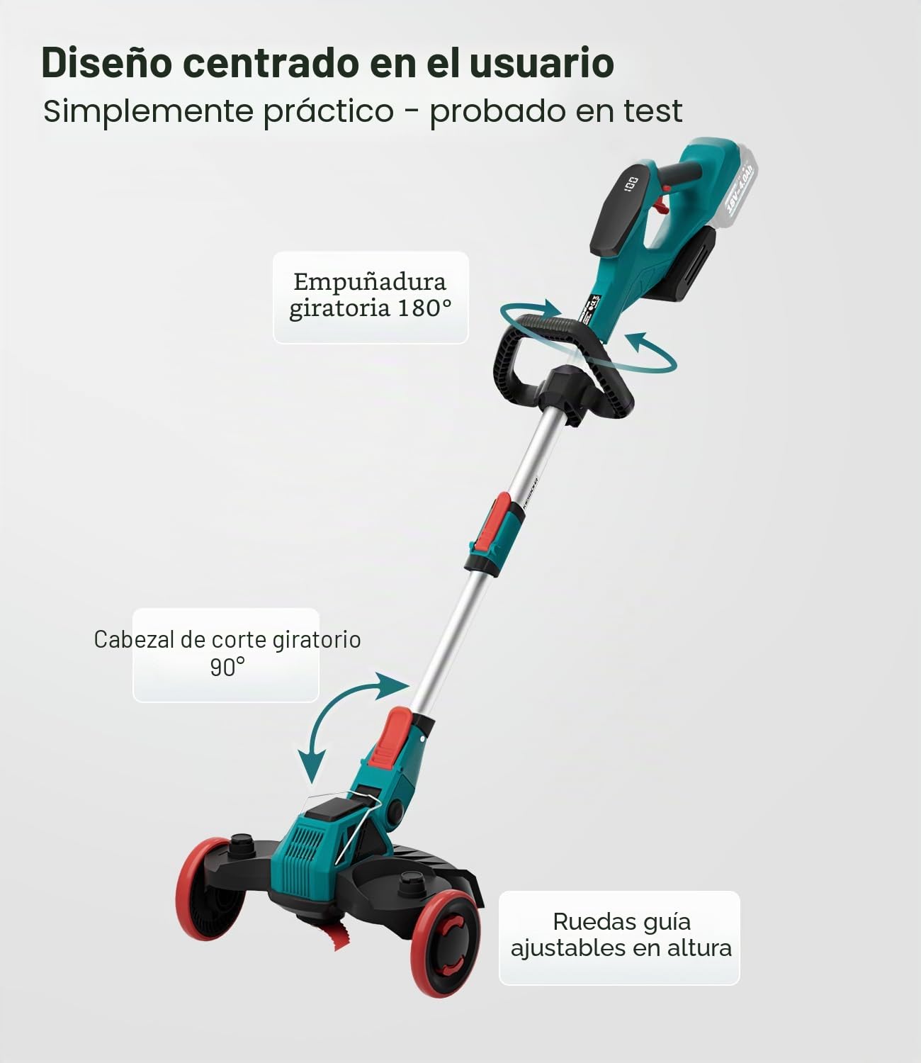 Desbrozadora inalámbrica 3 en 1 compatible con baterías Makita de 18 V | Desbrozadora para cortar, bordes y arbustos | Motor sin escobillas, mango telescópico y cabezal giratorio (sin batería