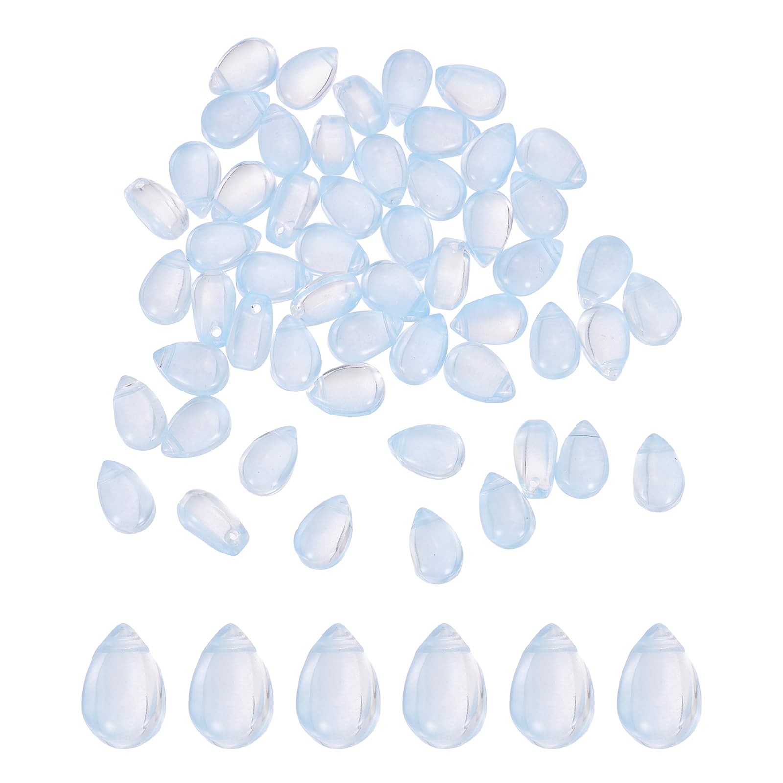 sourcing map 60 Pcs Teardrop Crystal Glass Beads, 6x9mm Teardrop Glass Charm Pendants Water Drop Beads Top Drilled for Jewelry Making DIY Craft Bracelets Necklace, Blue-White — image 1