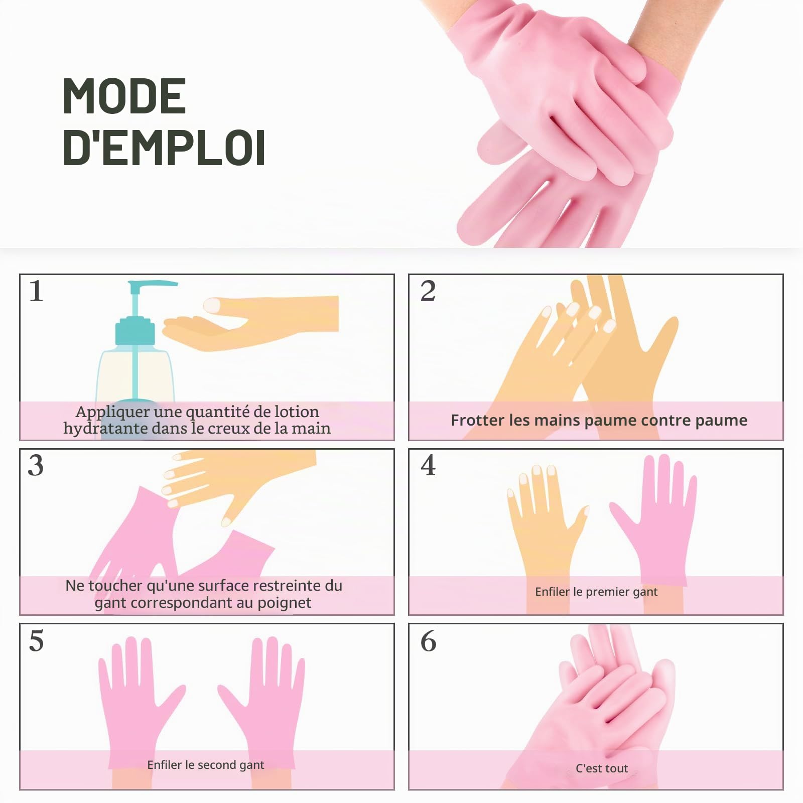 Lot de 2 Paires de Gants et Chaussettes Spa en Silicone Hydratants - Traitement de Nuit pour Mains et Pieds - Guérison de l'Eczéma, Réparation et Hydratation