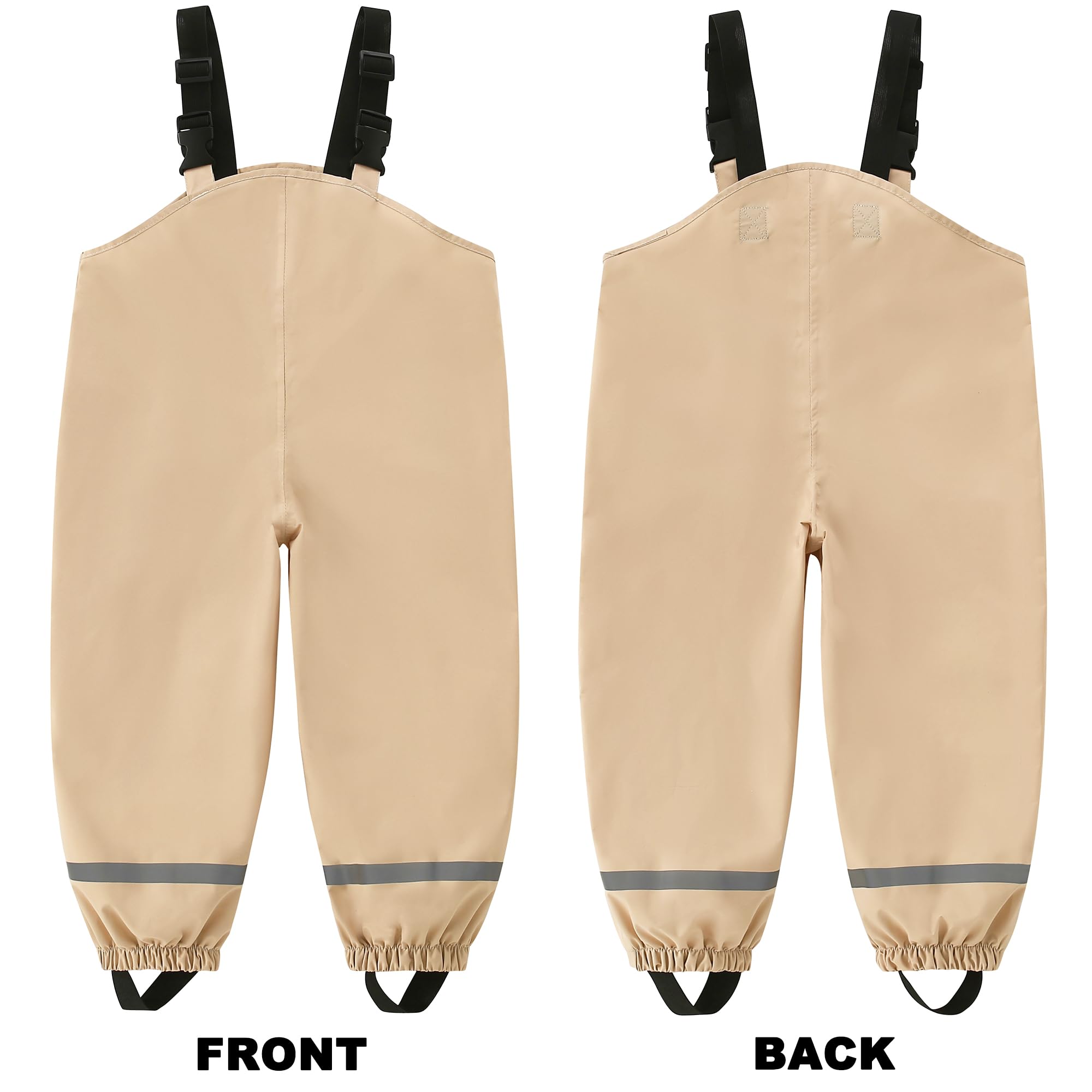Fewlby Pantaloni Impermeabili Bambino, Pantaloni da Pioggia Ragazze Ragazzi Salopette Impermeabile Bambina Tuta Pioggia con Strisce Riflettenti per 2-6 anni