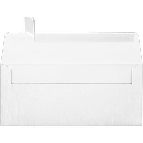 LUXPaper #10 Business Envelopes | Peel & Press | 4 1/8" x 9 1/2" | White Linen | 80lb. Text | 50 Qty