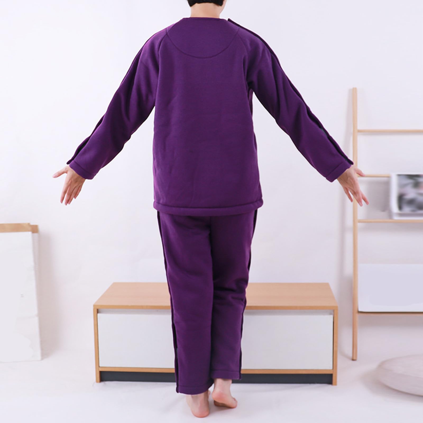 ApuaVireo&Co Grube piżamy dla pacjentów, damskie fartuchy szpitalne, odzież dla pacjentów obłożnie chorych, rozrywana koszula pielęgnacyjna(Purple,XXL)